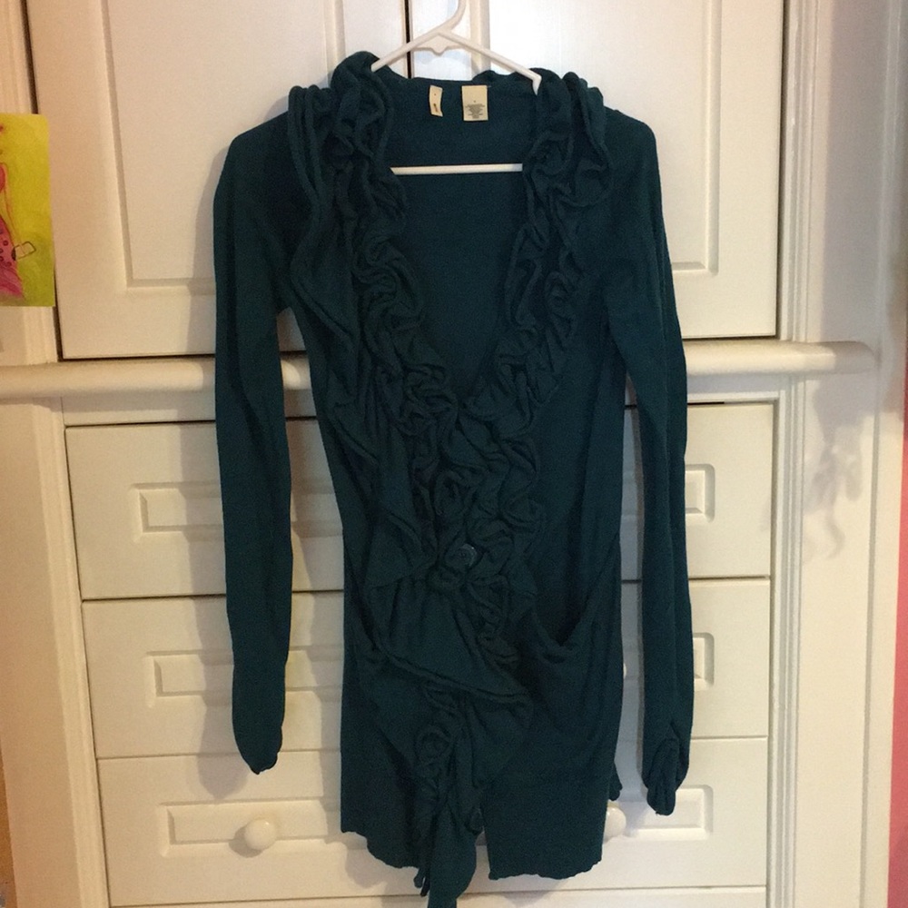 Anthropologie frilly button down sweater